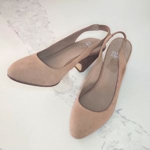 Eileen Fisher Milla Matte Leather Tan Sz 6 Slingback Pump Heels Shoes GUC